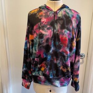 TEREZ Blurred Lines Popover Zip Hoodie Size L